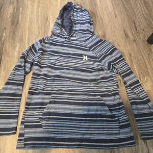 Hurley Navy and Light Blue Striped Kids Hoodie